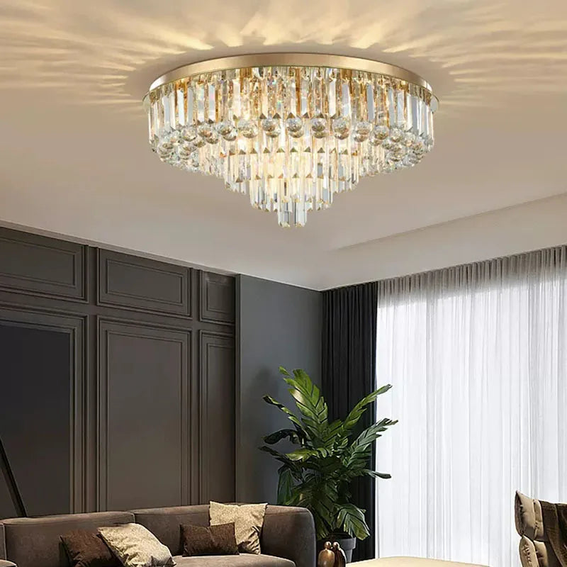 Modern LED Crystal Ceiling Chandelier - Creative Home Decor Lamp in Round Luxury Design (Black, Gold, Silver)