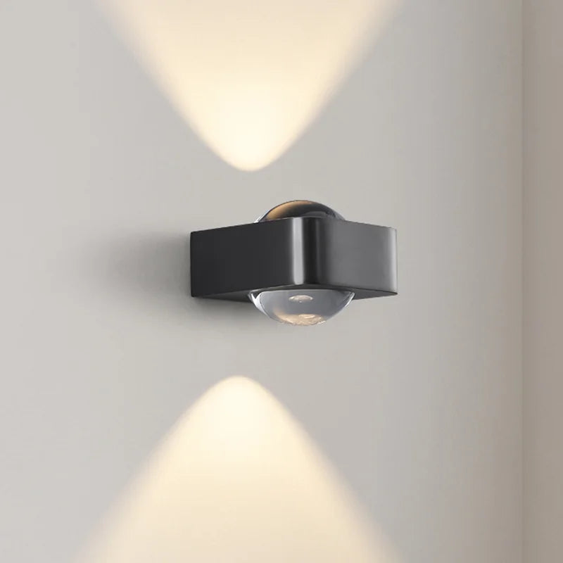 Square Copper Bedroom Wall Lamp - Modern High-End Luxury LED Light for Living Room, Double Head Atmosphere Spotlights, and Sconce Decoration