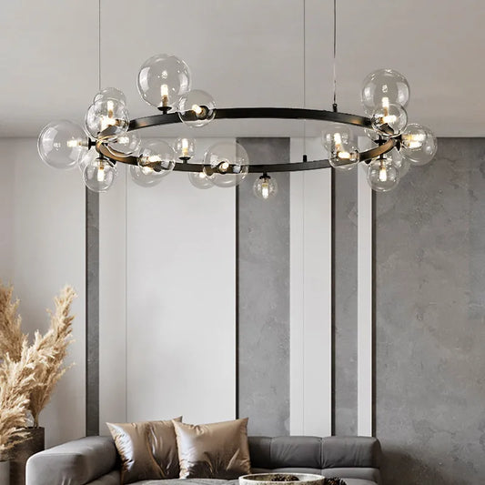 Designer Bubble Ball Chandelier - Nordic Glass Lighting for Dining, Living Room, and Bar