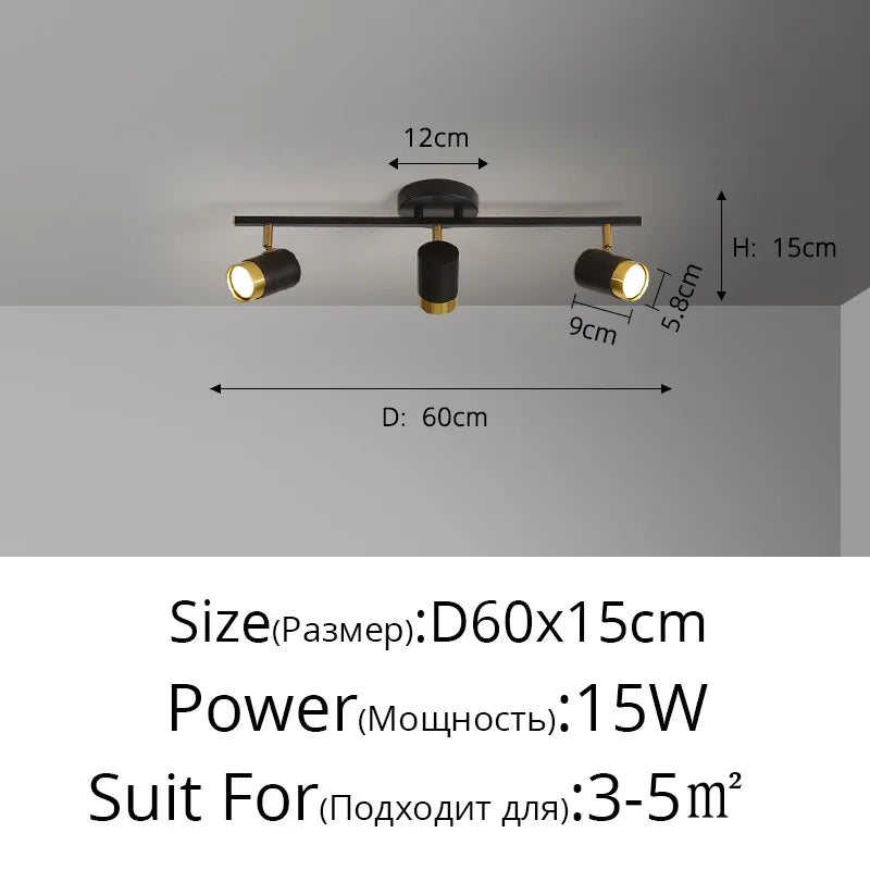 Corridor LED Chandelier With Spotlights - Nordic Strip Ceiling Lamp - Perfect for Living Room, Bedroom, Balcony - Home Decor Lighting Fixtures