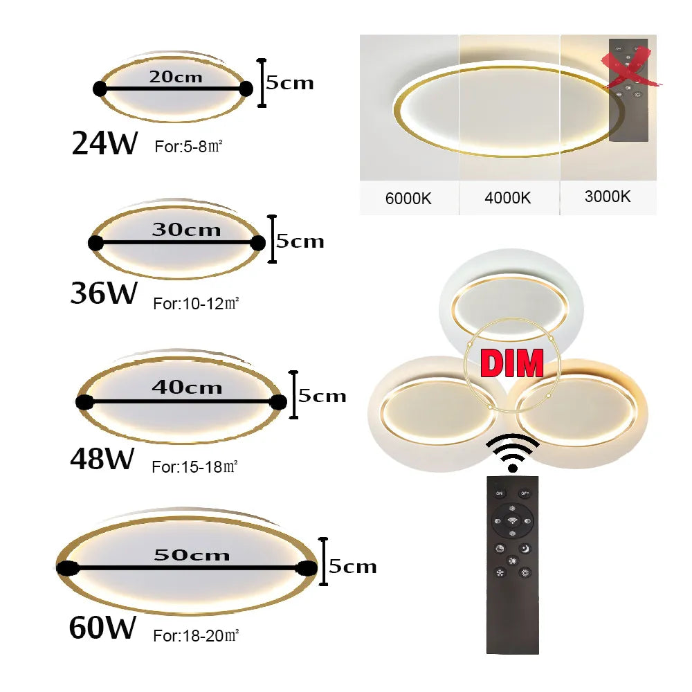 Modern Hanging Ceiling Lamps - LED Panel Lights for Bedroom, Dining Room, and More