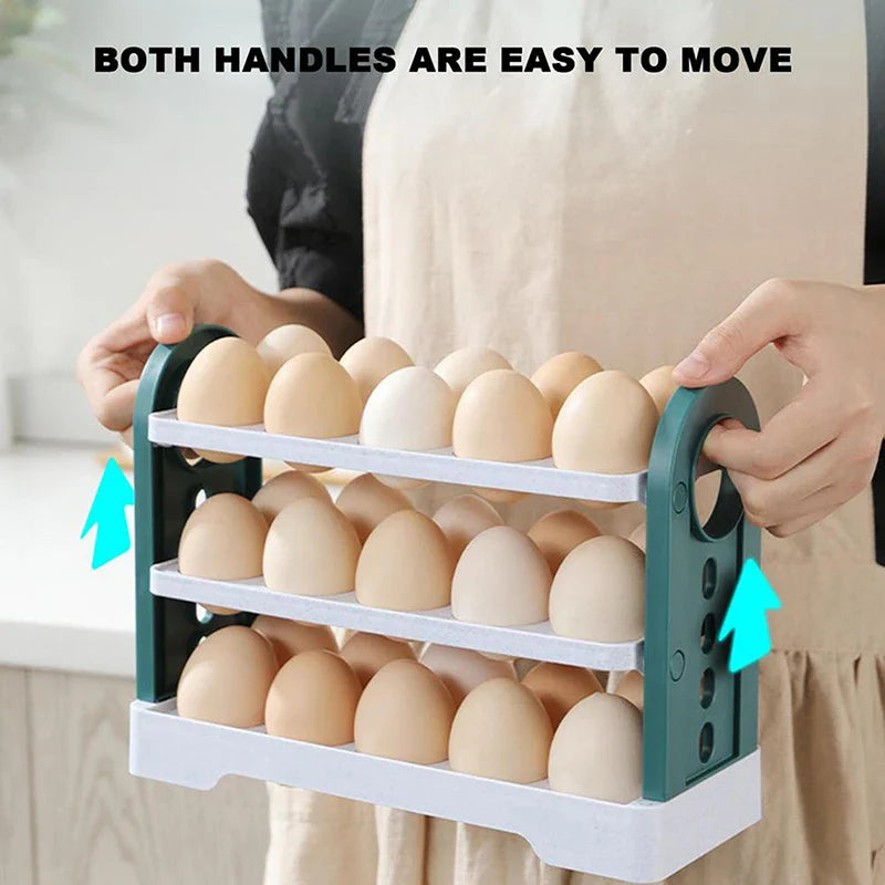 Egg Storage Container Large Capacity Egg Refrigerator Tray For Household Easy To Use Fridge Flip Egg Fresh-Keeping Case Holder