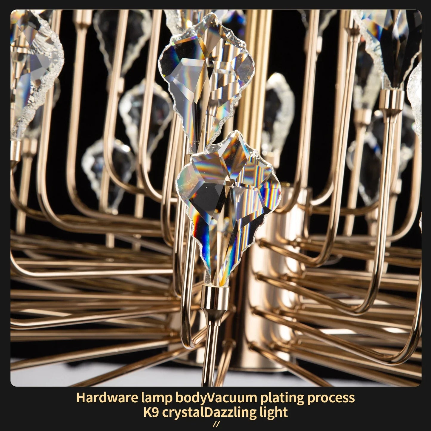 Serena Gold Crystal LED Chandelier – Modern Pendant Light for Dining & Living Room
