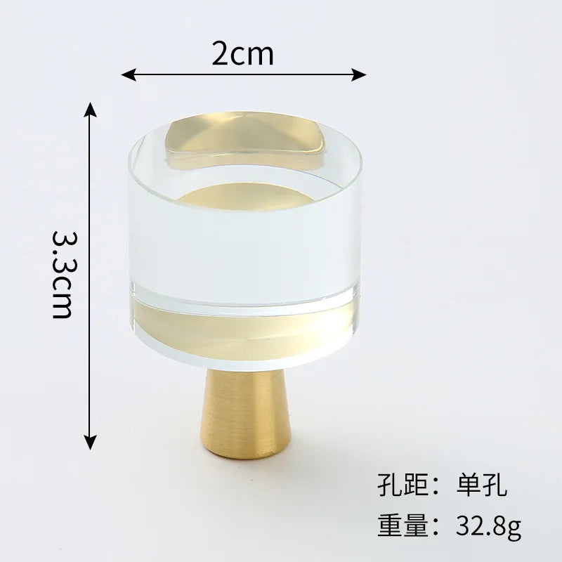 Brass Crystal Cupboard Cabinet Handle Kitchen Drawer Knobs Light Luxury Furniture Hardware Transparent Handle Home Decoration