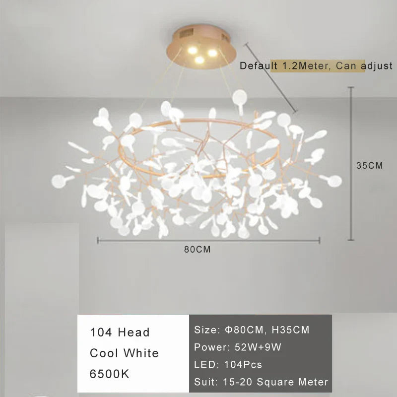 Modern Firefly LED Chandelier - Stylish Acrylic Industrial Pendant Light for Living, Dining, and Kitchen Decor