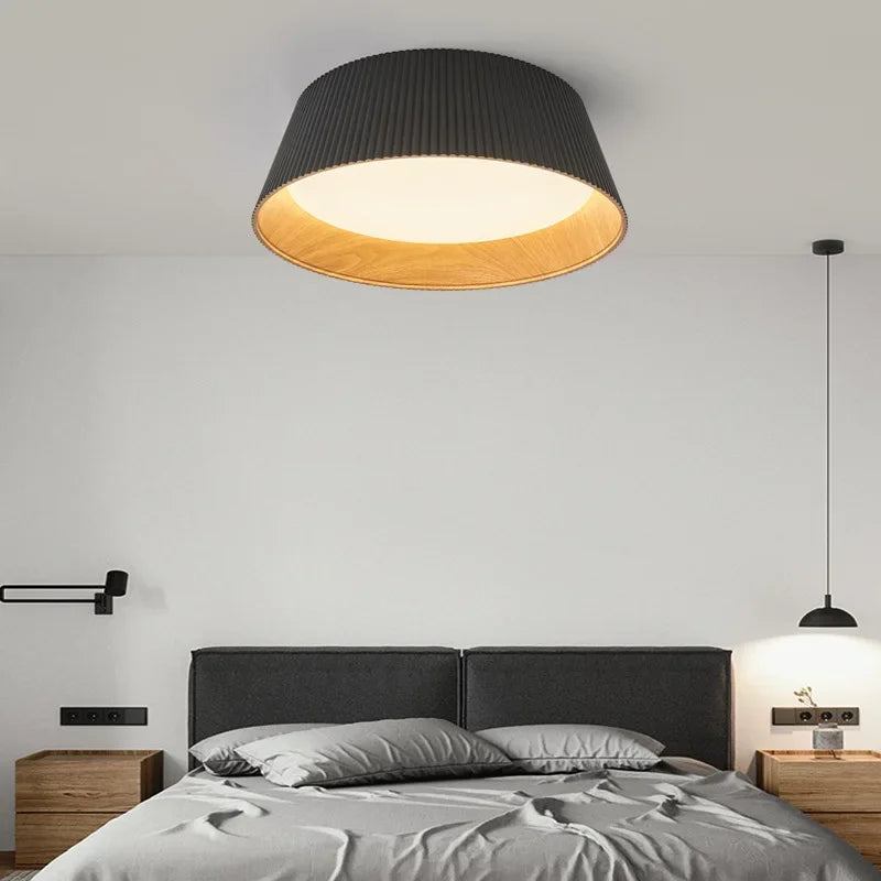 Minimalism Designer Wood Grain Ceiling Lamp - LED Dining Room, Bedroom, Kitchen Decoration Chandelier - Available in Black and White - Premium Lighting Fixture