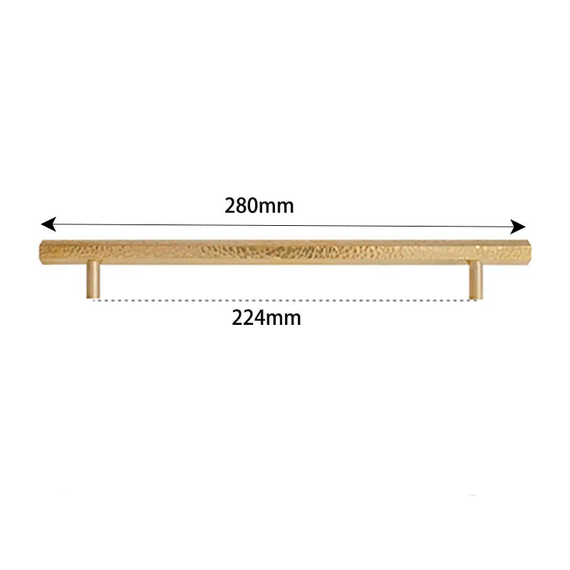 LUX Brass Hammered Hexagonal T-Bar Handles – Long Cabinet and Wardrobe Pulls (600mm/1000mm)