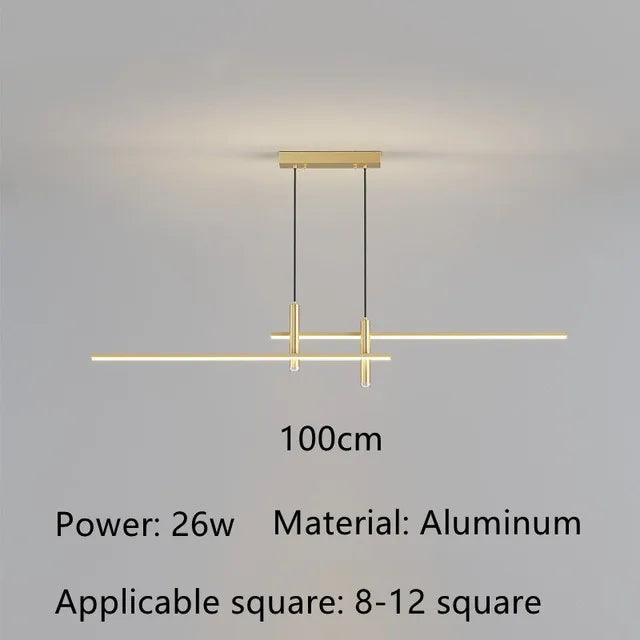 Sleek Black and Gold LED Chandelier - Minimalist Lighting for Kitchen and Dining Room Decor