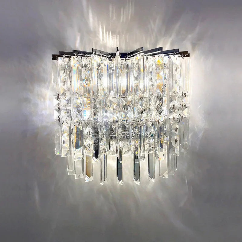 Elegant Modern Crystal Chrome Chandelier - A Luxury Glossy Fixture for Living Rooms, Bedrooms, and Dining Room Decor