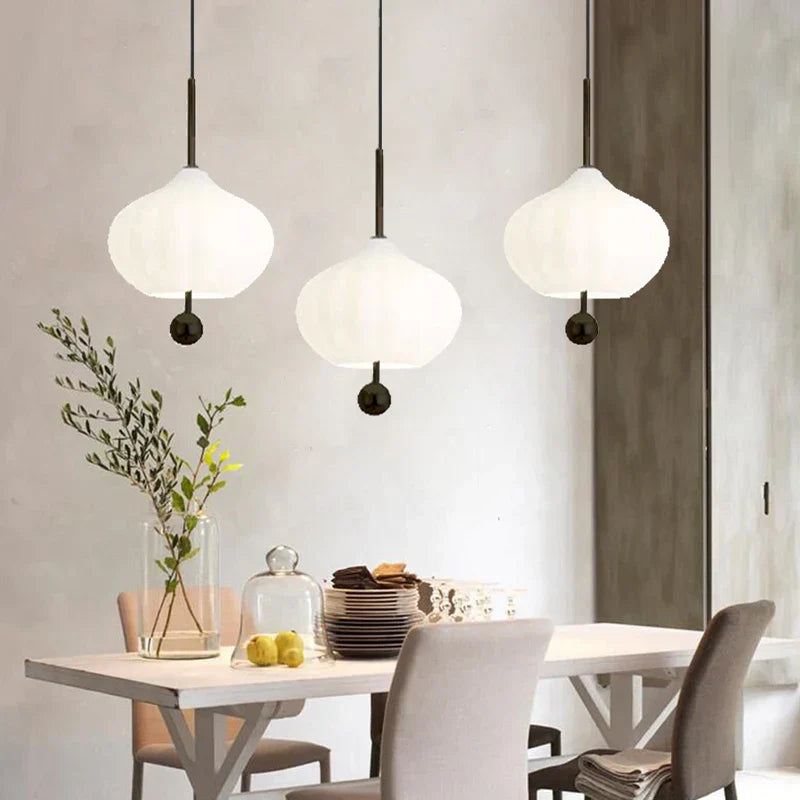 Glass Pumpkin Ceiling Chandeliers - Nordic Elegance for Stairs and Ceilings with LED Illumination