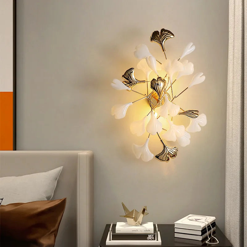 Nordic Wall Lamp - Ginkgo Leaf Design for Guest Rooms, Bedrooms, Kitchens, Restaurants, and Home Decoration