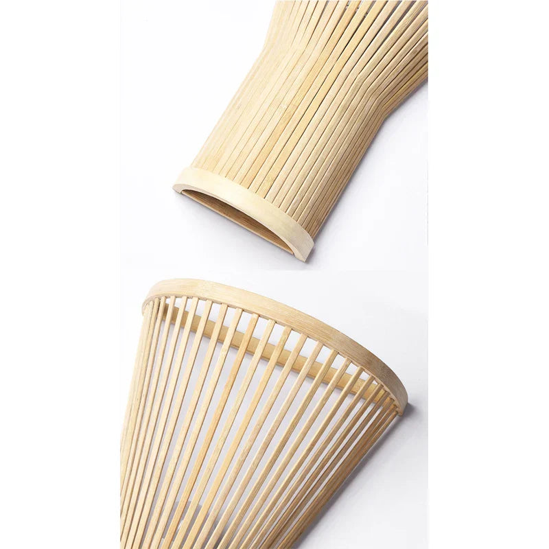 Handmade Bamboo Wood Lustre Wall Sconce Lamp - Rustic Elegance for Home Living and Bedroom Decor
