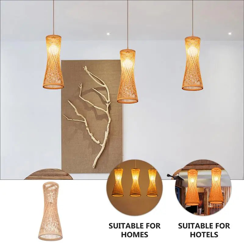 Asian-Inspired Rattan Woven Bamboo Chandelier - Artistic Ceiling Lamp for Home, Cafe, and Restaurant Decor