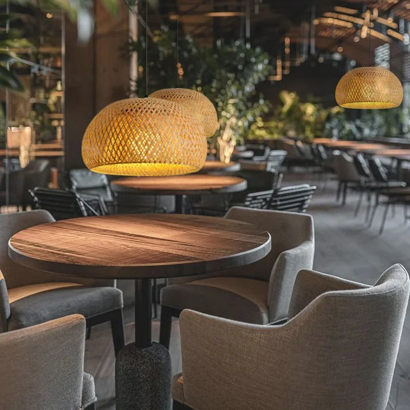Zen Bamboo and Rattan Woven Chandelier - Exquisite Lighting for Chinese and Southeast Asian-Inspired Spaces