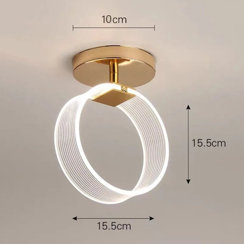 Modern LED Ceiling Light - Acrylic Geometry Linear Decoration Lamp in Black and Gold for Bedroom, Living Room, Corridor, and Indoor Home Fixture