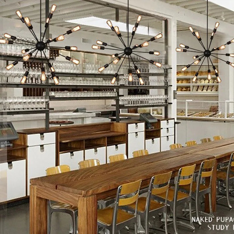 Anna's Vintage Industrial Loft Chandelier - LED Retro Iron Fixture for Kitchen and Living Room