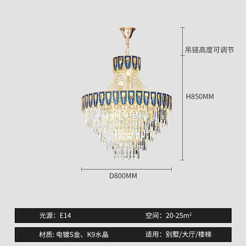 High-End Crystal Chandelier - Artistic Lighting for Living and Dining Spaces, Luxury Hotels, and Duplex Homes