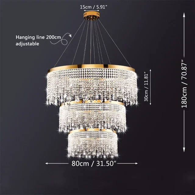 Modern LED Crystal Chandelier - Elegant Lighting Fixture for Living Room, Dining Room, Kitchen, and Home Lighting Decor