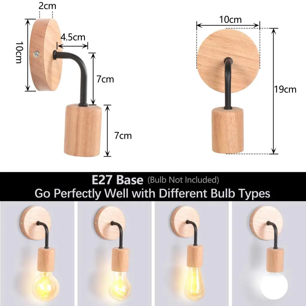 Ella's Vintage Industrial Wood Wall Lamp