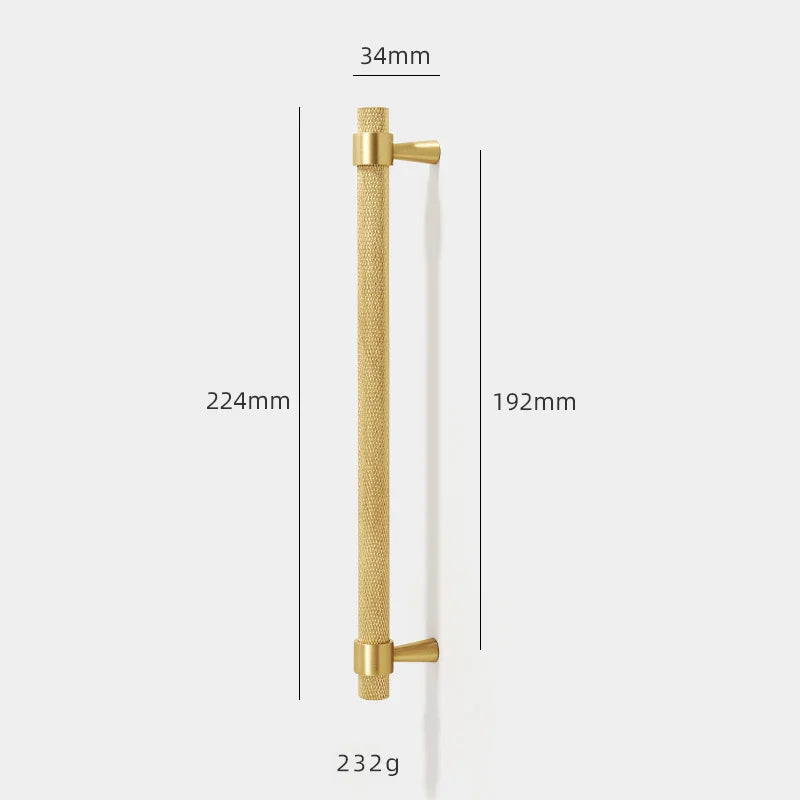 Solid Brass Knurled Furniture Handles – Textured Cabinet Knobs and Wardrobe Pull Bars