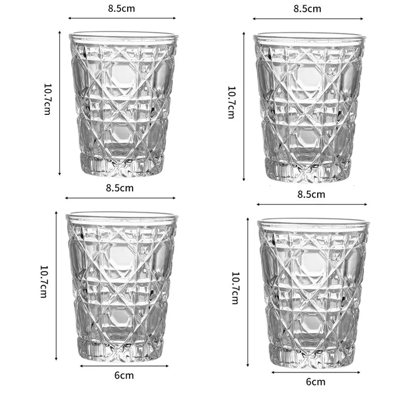 Dlight Decor 4pc Diamond Glass Set 310ml Clear Cups