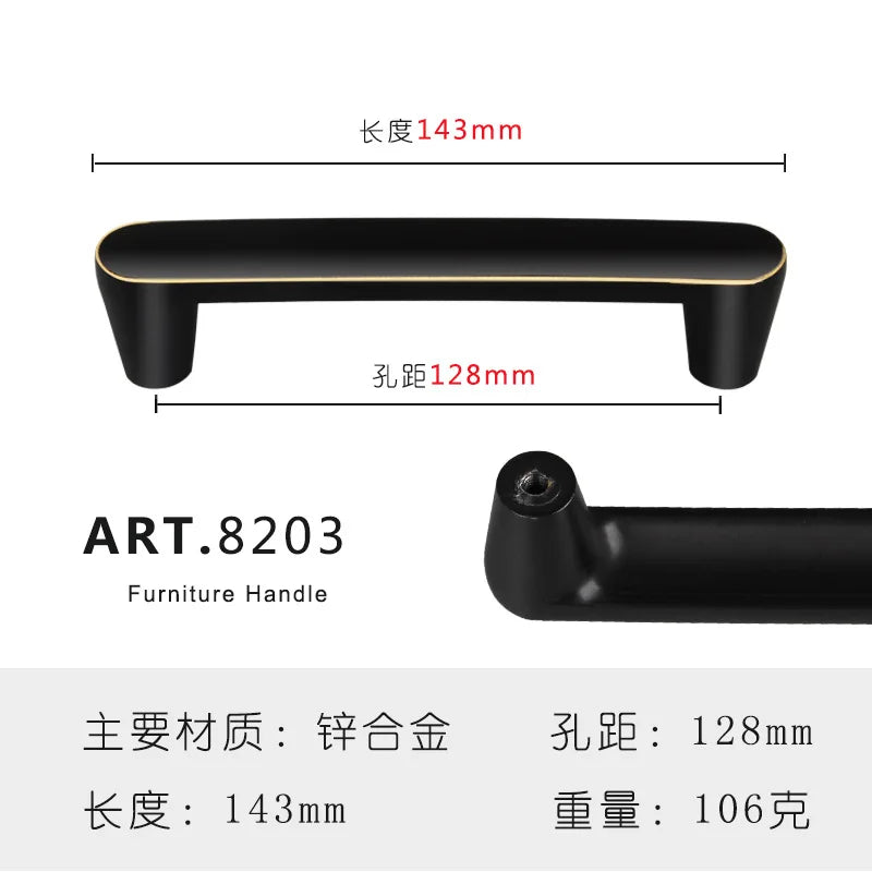 Zinc Alloy Solid Cabinet Door Handles – Modern Minimalist Knobs for Wardrobe and Kitchen Furniture