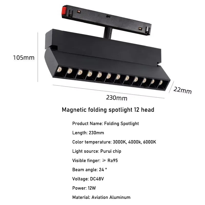 LED Magnetic Folding Spotlight Track Light Industrial Fashion Decor Lamp No Main Light Modern Design Popular Cool Lighting 6/12W