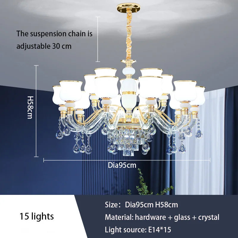 Elegant European Style Crystal Chandelier - Luxury Main Light for Living Rooms, Dining Rooms, and Villa Halls