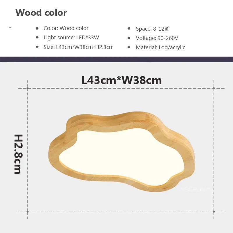 Nordic LED Wooden Ceiling Light - Modern Log Cloud Lamps - Ideal for Bedroom Decor, Living Room, Hall, and Hotel - Stylish Indoor Lighting Fixture