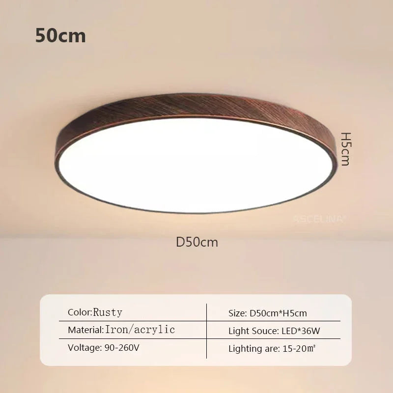 LED Ultra-thin Ceiling Lamp - Nordic Wooden Decorative Lamp - Perfect for Bedroom, Living Rooms, Balcony, and Corridor - Modern Iron and Acrylic Lighting Fixture