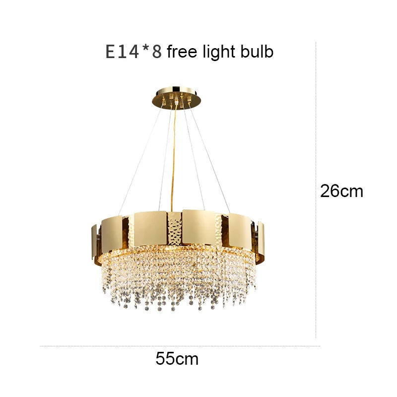 Modern Golden Stainless Steel Chandelier - Elegance for Living and Dining in Villas and Duplex Buildings