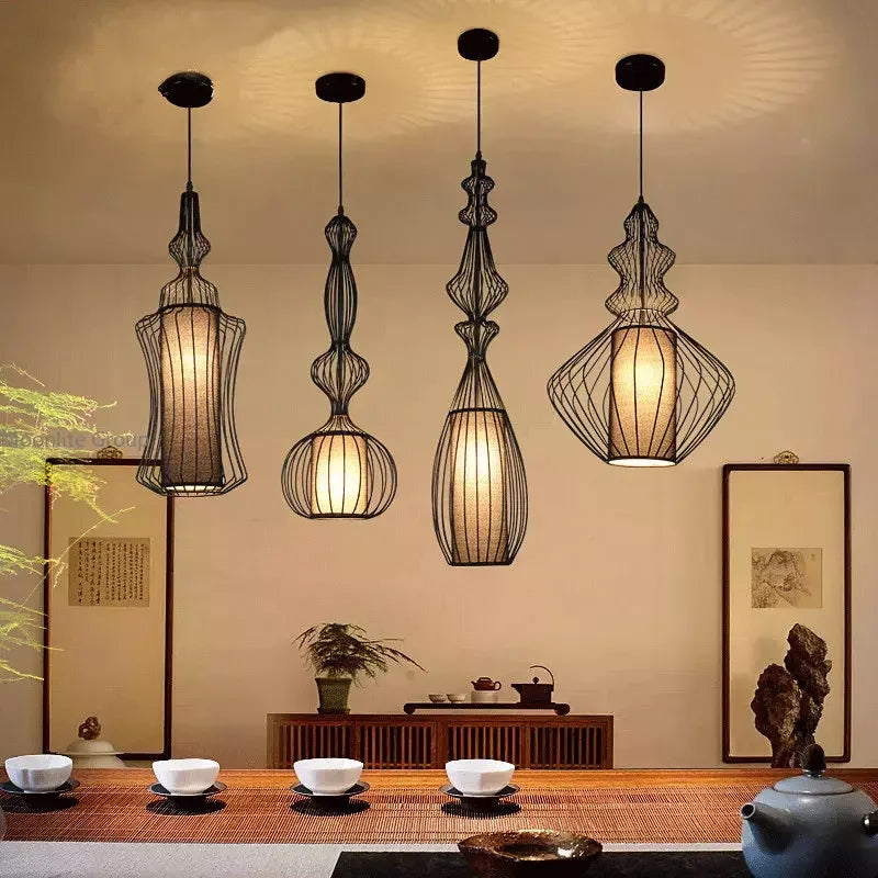 American Birdcage Retro Chandelier with Creative Hollow Design for Living Room Elegance
