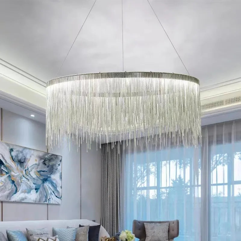 Postmodern Bohemian Chandelier - A Creative Designer Luxury Coffee Tables Light with Tassel Accents for Living Rooms and Restaurants
