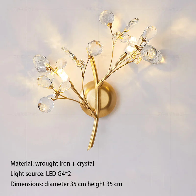 Layla's Golden Crystal Wall Lamp - Creative Light Luxury for Your Living Spaces