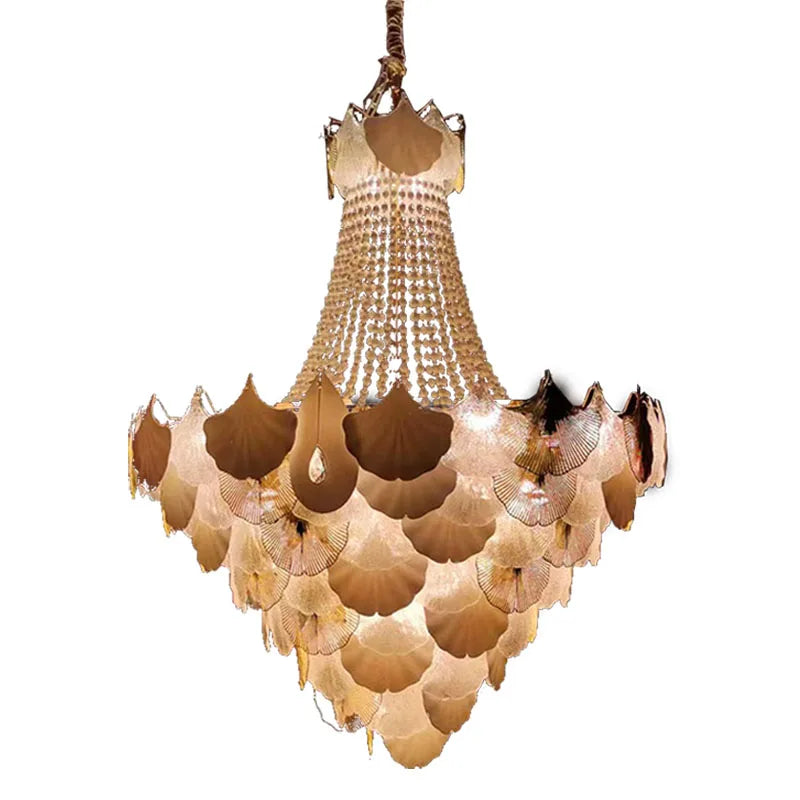 LED Art Deco Autumn Ginkgo Dimmable Hanging Lamps - Luminaire Chandelier Lighting for Dining Rooms with Lustre Suspension