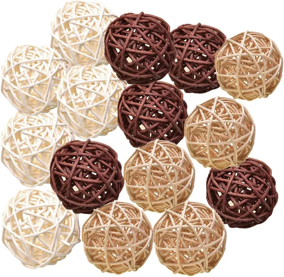 24Pcs Natural Decorative Wicker Rattan Balls Vase Filler House Ornament Garden Wedding Party Coffee Table Decoration Craft