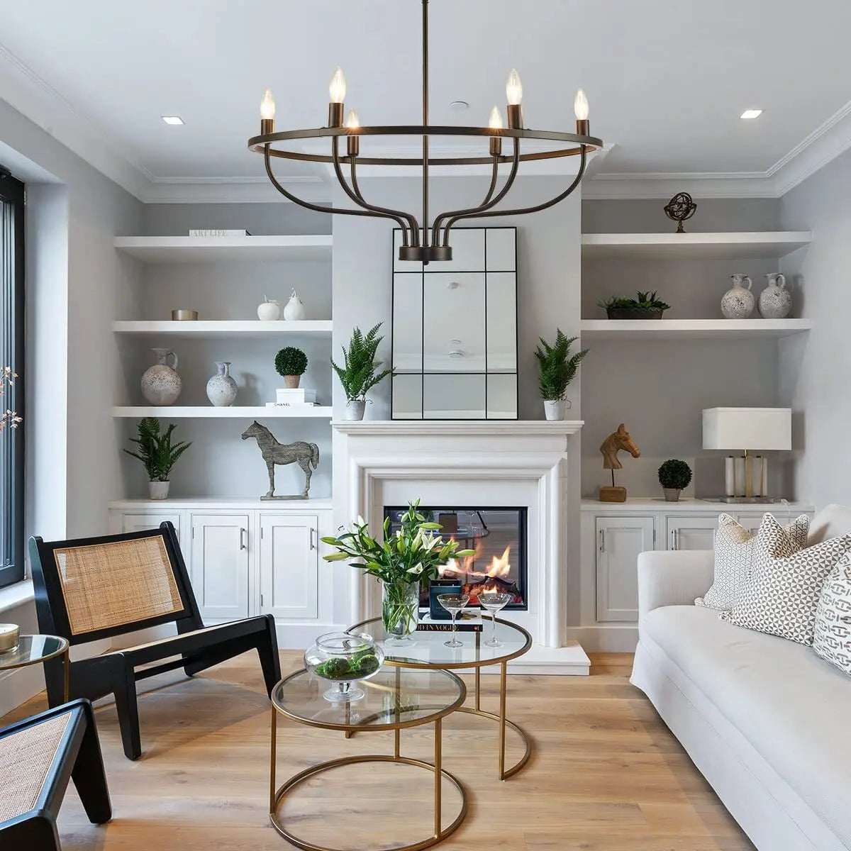 Retro LED Ceiling Chandelier with Iron Ring - Illuminate Your Living and Dining Spaces with Industrial Elegance
