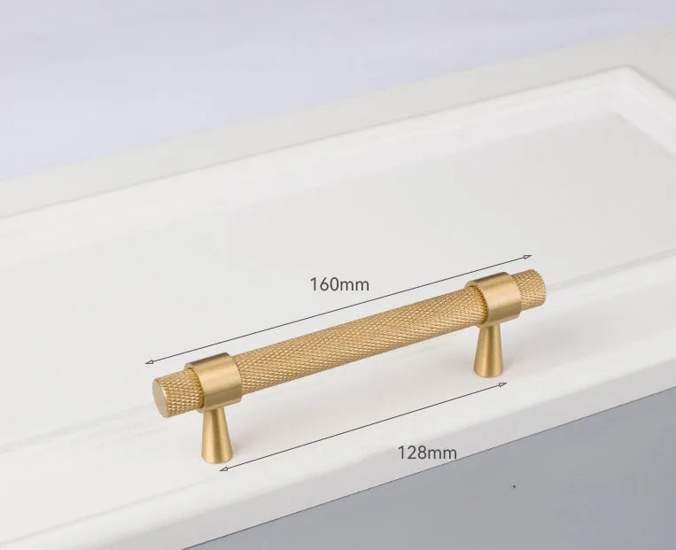 Solid Brass Knurled Cabinet Handles – Gold and Black Wardrobe Knobs and Drawer Pulls