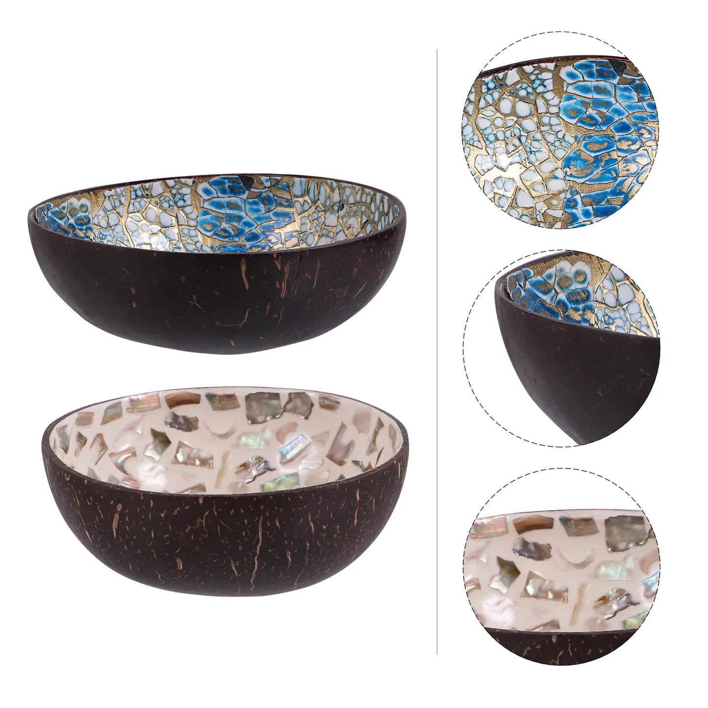 2 Pcs Coconut Shell Bowl Bowls Home Storage Key Container Salad Decoration Wooden