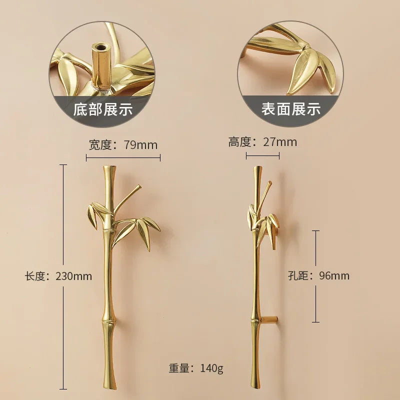 Luxury Brass Flower and Leaf Cabinet Handles – Chinese-Style Decorative Pulls for Wardrobes and Drawers