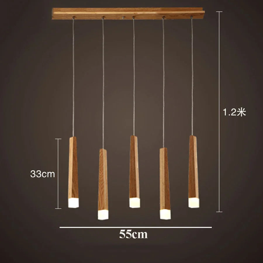 Modern Wooden Stick Pendant Light - Nordic Elegance for Kitchen and Living Room Decor