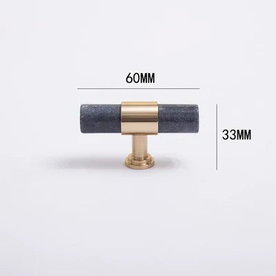 Natural Marble and Crystal T-Bar Cabinet Handles – Modern Brass Knobs for Kitchen, Dresser, and Furniture Pulls
