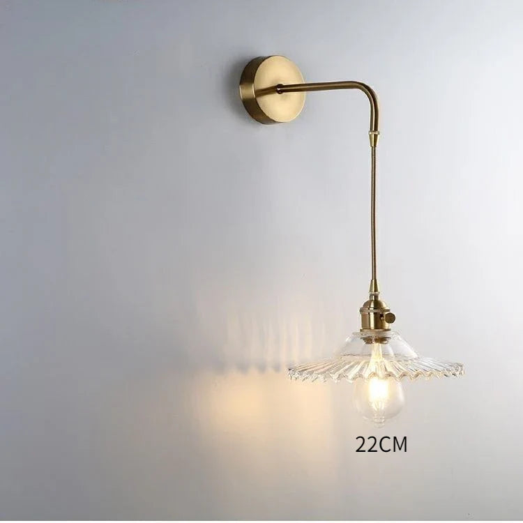 Modern Glass Wall Sconce Light Fixture - Elegant Bedroom, Restaurant, and Corridor Decor with Copper Flower Plug