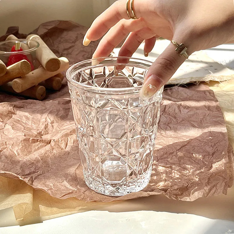 Dlight Decor 4pc Diamond Glass Set 310ml Clear Cups