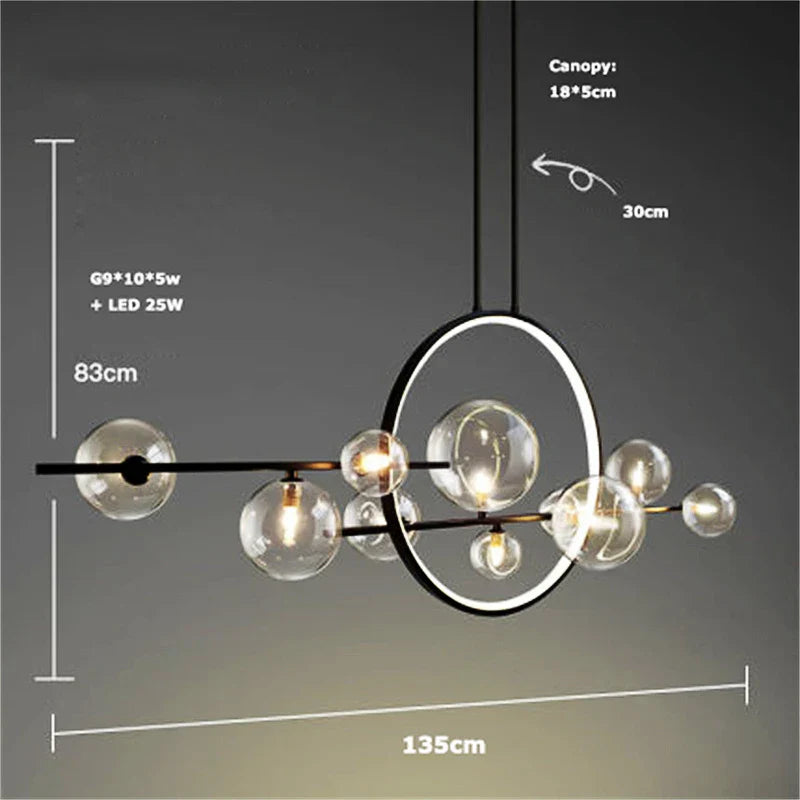 Designer Bubble Ball Chandelier - Nordic Glass Lighting for Dining, Living Room, and Bar