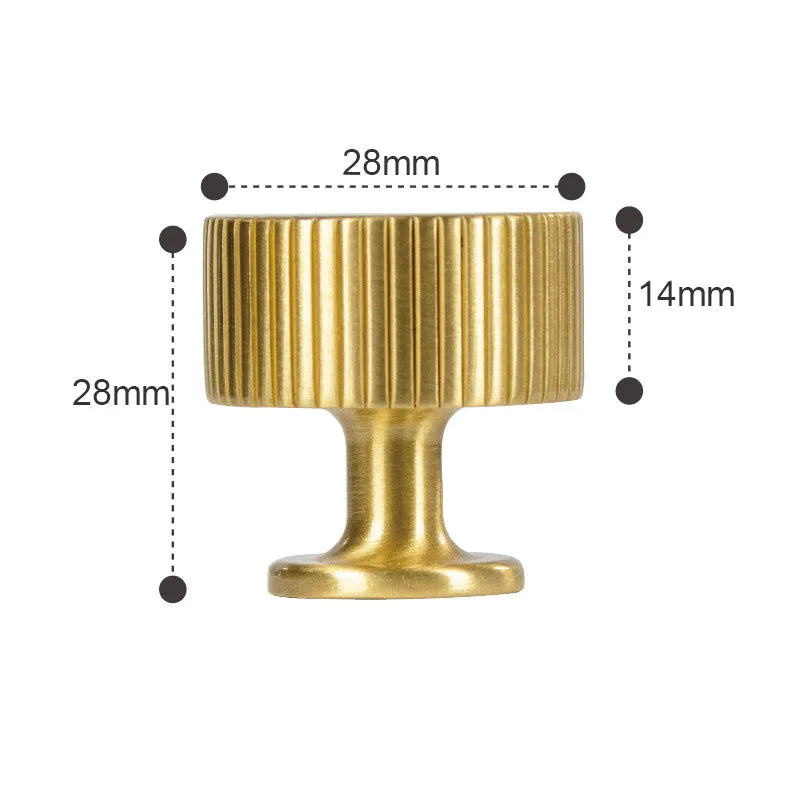 Solid Brass Art Deco Kitchen Cabinet Handles – Knurled T-Bar and Wardrobe Pulls