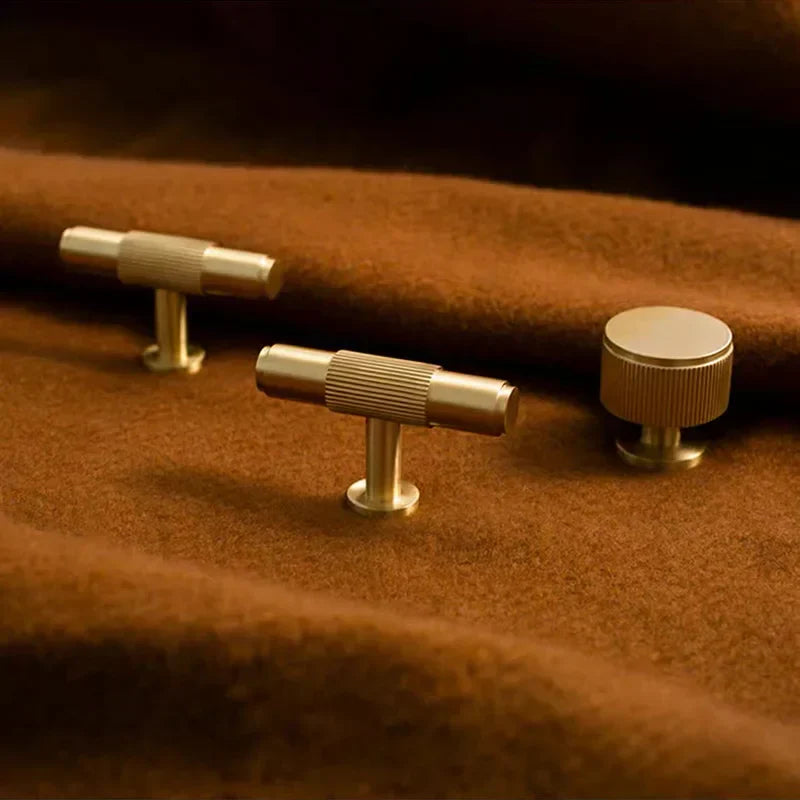 Brass Cabinet Knobs and Knurled T-Bar Handles – Modern Drawer and Furniture Hardware