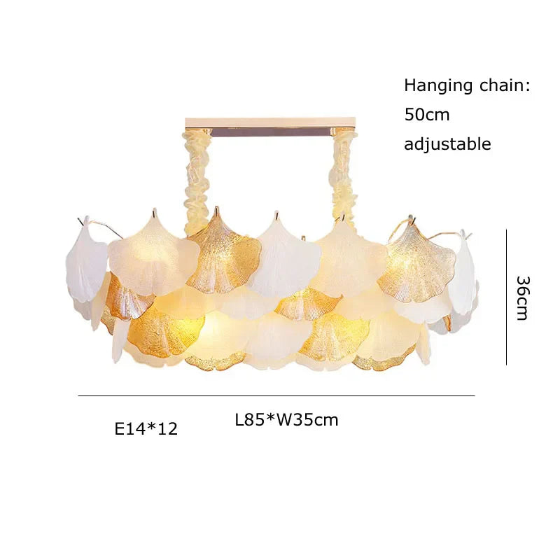 LED Art Deco Autumn Ginkgo Dimmable Hanging Lamps - Luminaire Chandelier Lighting for Dining Rooms with Lustre Suspension