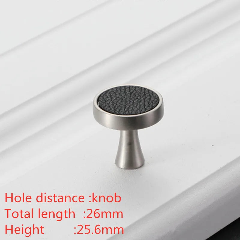 Modern Leather and Zinc Alloy Cabinet Handle – Elegant Drawer Pulls for Kitchen, Wardrobe, and Furniture (96mm)