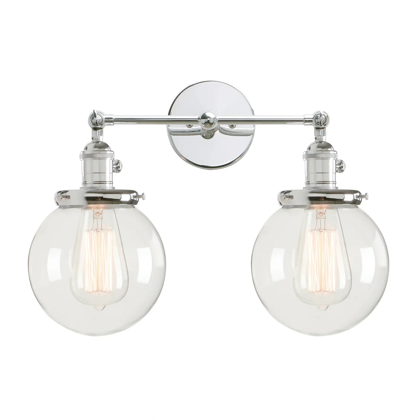 Phansthy Vintage 2 Light Wall Sconce - Industrial Wall Light with Dual 5.9 Inches Globe Glass Lampshades